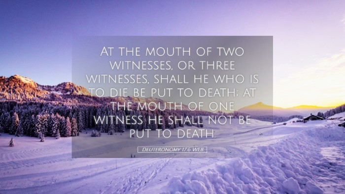 Picture 05 - Deuteronomy 17:6 WEB Desktop Wallpaper - At the mouth of two witnesses, or three - Desktop Bible Verse Wallpaper