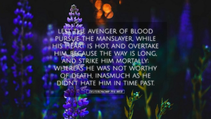 Picture 05 - Deuteronomy 19:6 WEB Desktop Wallpaper - lest the avenger of blood pursue the manslayer, - Desktop Bible Verse Wallpaper