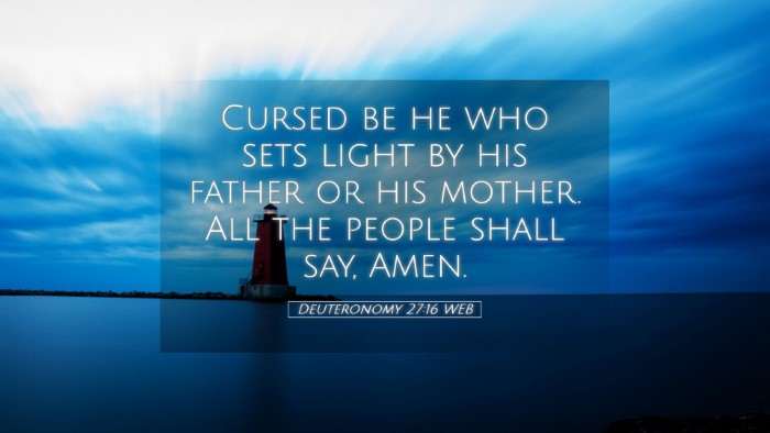 Picture 05 - Deuteronomy 27:16 WEB Desktop Wallpaper - Cursed be he who sets light by his father or his - Desktop Bible Verse Wallpaper