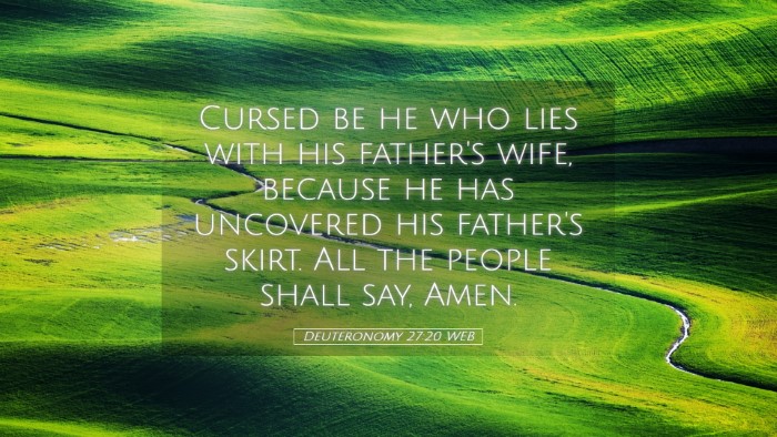 Picture 05 - Deuteronomy 27:20 WEB Desktop Wallpaper - Cursed be he who lies with his father's wife, - Desktop Bible Verse Wallpaper