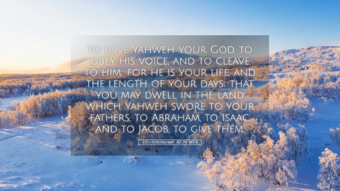 Picture 05 - Deuteronomy 30:20 WEB Desktop Wallpaper - to love Yahweh your God, to obey his voice, and - Desktop Bible Verse Wallpaper