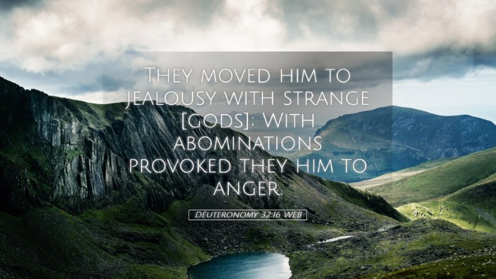 Picture 05 - Deuteronomy 32:16 WEB Desktop Wallpaper - They moved him to jealousy with strange [gods]; - Desktop Bible Verse Wallpaper