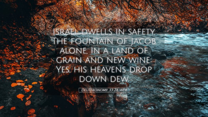 Picture 05 - Deuteronomy 33:28 WEB Desktop Wallpaper - Israel dwells in safety, The fountain of Jacob - Desktop Bible Verse Wallpaper
