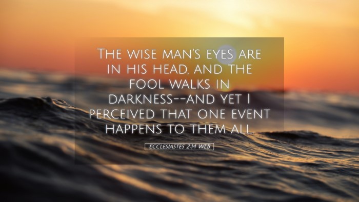 Picture 05 - Ecclesiastes 2:14 WEB Desktop Wallpaper - The wise man's eyes are in his head, and the fool - Desktop Bible Verse Wallpaper