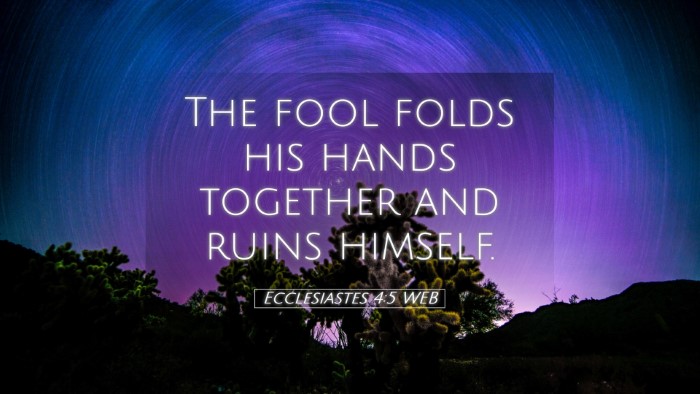 Picture 05 - Ecclesiastes 4:5 WEB Desktop Wallpaper - The fool folds his hands together and ruins - Desktop Bible Verse Wallpaper