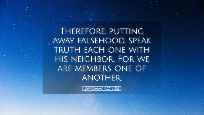 Picture 05 - Ephesians 4:25 WEB Desktop Wallpaper - Therefore, putting away falsehood, speak truth - Desktop Bible Verse Wallpaper