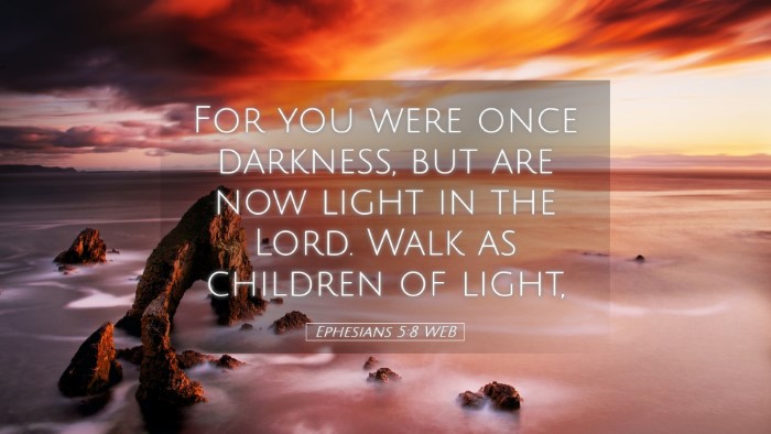 Picture 05 - Ephesians 5:8 WEB Desktop Wallpaper - For you were once darkness, but are now light in - Desktop Bible Verse Wallpaper