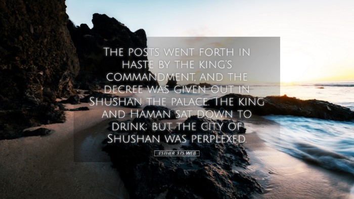 Picture 05 - Esther 3:15 WEB Desktop Wallpaper - The posts went forth in haste by the king's - Desktop Bible Verse Wallpaper