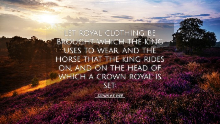 Picture 05 - Esther 6:8 WEB Desktop Wallpaper - let royal clothing be brought which the king uses - Desktop Bible Verse Wallpaper