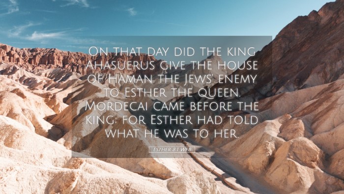 Picture 05 - Esther 8:1 WEB Desktop Wallpaper - On that day did the king Ahasuerus give the house - Desktop Bible Verse Wallpaper