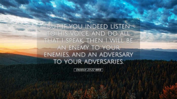 Picture 05 - Exodus 23:22 WEB Desktop Wallpaper - But if you indeed listen to his voice, and do all - Desktop Bible Verse Wallpaper