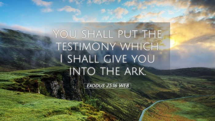Picture 05 - Exodus 25:16 WEB Desktop Wallpaper - You shall put the testimony which I shall give - Desktop Bible Verse Wallpaper