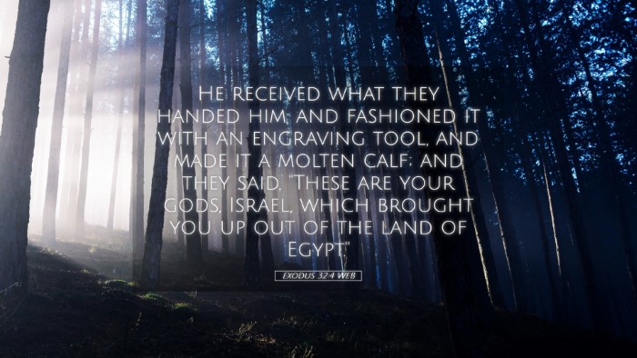 Picture 05 - Exodus 32:4 WEB Desktop Wallpaper - He received what they handed him, and fashioned - Desktop Bible Verse Wallpaper
