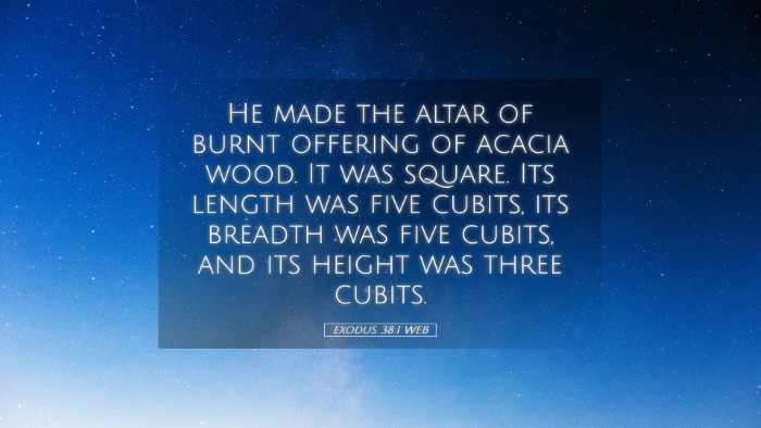 Picture 05 - Exodus 38:1 WEB Desktop Wallpaper - He made the altar of burnt offering of acacia - Desktop Bible Verse Wallpaper