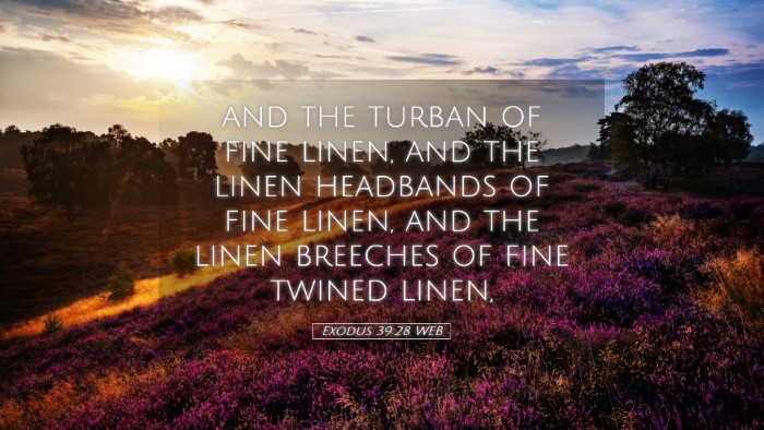 Picture 05 - Exodus 39:28 WEB Desktop Wallpaper - and the turban of fine linen, and the linen - Desktop Bible Verse Wallpaper