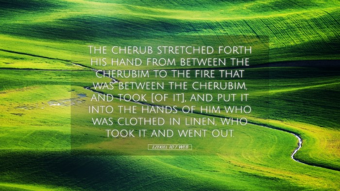 Picture 05 - Ezekiel 10:7 WEB Desktop Wallpaper - The cherub stretched forth his hand from between - Desktop Bible Verse Wallpaper
