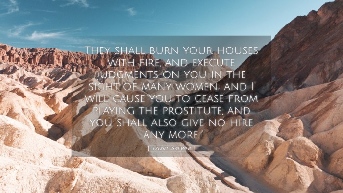 Picture 05 - Ezekiel 16:41 WEB Desktop Wallpaper - They shall burn your houses with fire, and - Desktop Bible Verse Wallpaper