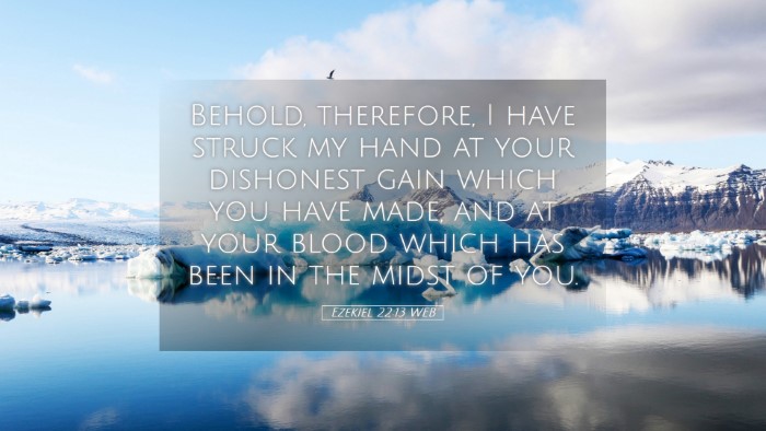 Picture 05 - Ezekiel 22:13 WEB Desktop Wallpaper - Behold, therefore, I have struck my hand at your - Desktop Bible Verse Wallpaper