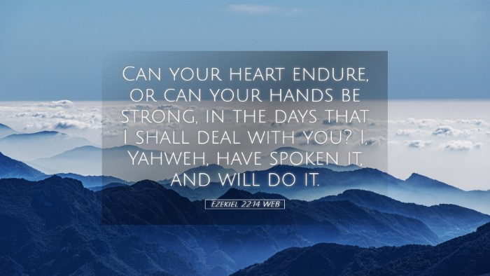 Picture 05 - Ezekiel 22:14 WEB Desktop Wallpaper - Can your heart endure, or can your hands be - Desktop Bible Verse Wallpaper