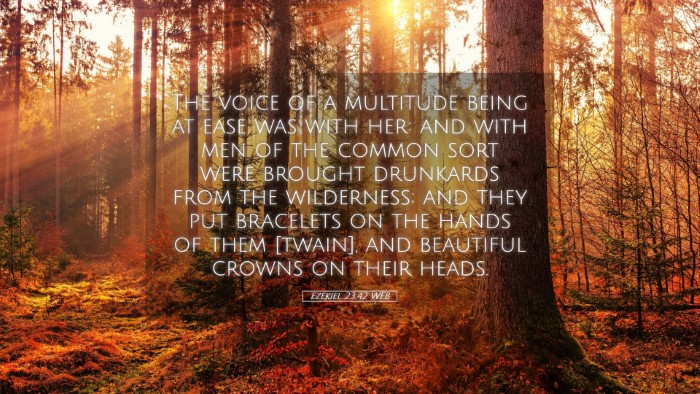 Picture 05 - Ezekiel 23:42 WEB Desktop Wallpaper - The voice of a multitude being at ease was with - Desktop Bible Verse Wallpaper