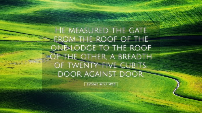 Picture 05 - Ezekiel 40:13 WEB Desktop Wallpaper - He measured the gate from the roof of the one - Desktop Bible Verse Wallpaper