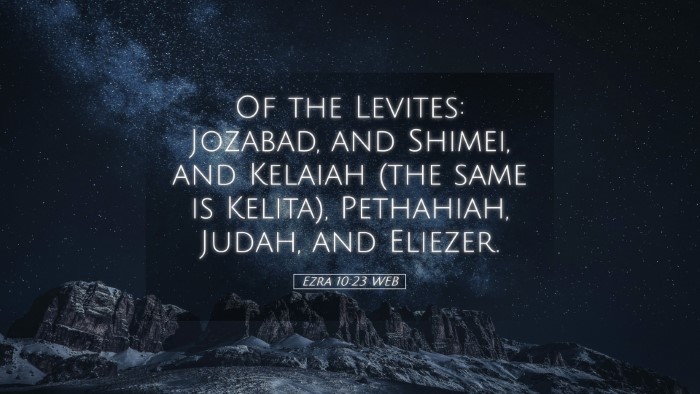 Picture 05 - Ezra 10:23 WEB Desktop Wallpaper - Of the Levites: Jozabad, and Shimei, and Kelaiah - Desktop Bible Verse Wallpaper