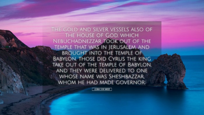 Picture 05 - Ezra 5:14 WEB Desktop Wallpaper - The gold and silver vessels also of the house of - Desktop Bible Verse Wallpaper
