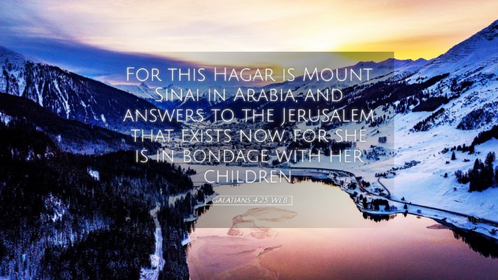 Picture 05 - Galatians 4:25 WEB Desktop Wallpaper - For this Hagar is Mount Sinai in Arabia, and - Desktop Bible Verse Wallpaper