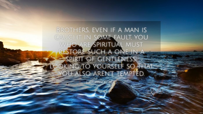 Picture 05 - Galatians 6:1 WEB Desktop Wallpaper - Brothers, even if a man is caught in some fault, - Desktop Bible Verse Wallpaper