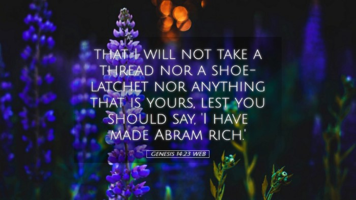 Picture 05 - Genesis 14:23 WEB Desktop Wallpaper - that I will not take a thread nor a shoe-latchet - Desktop Bible Verse Wallpaper
