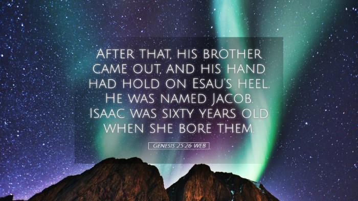Picture 05 - Genesis 25:26 WEB Desktop Wallpaper - After that, his brother came out, and his hand - Desktop Bible Verse Wallpaper