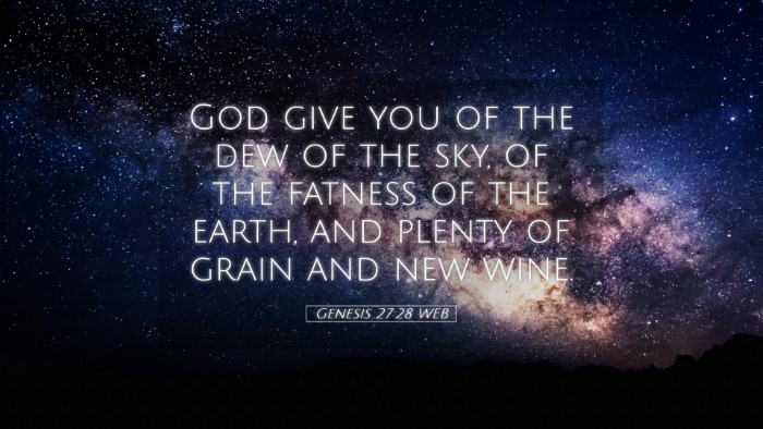 Picture 05 - Genesis 27:28 WEB Desktop Wallpaper - God give you of the dew of the sky, of the - Desktop Bible Verse Wallpaper