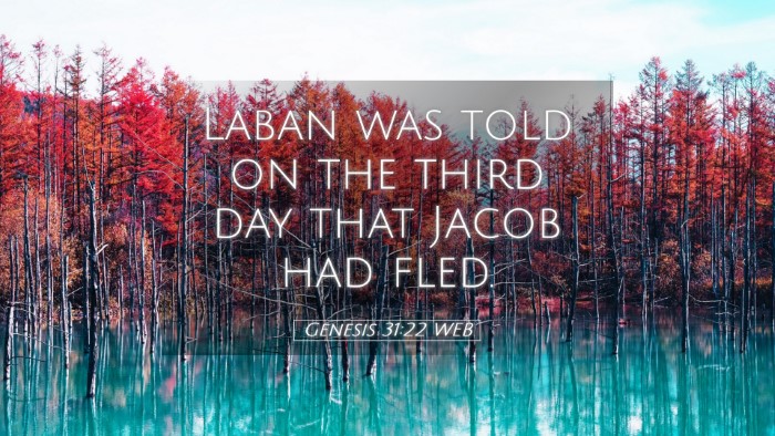 Picture 05 - Genesis 31:22 WEB Desktop Wallpaper - Laban was told on the third day that Jacob had - Desktop Bible Verse Wallpaper