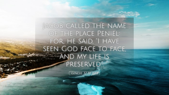 Picture 05 - Genesis 32:30 WEB Desktop Wallpaper - Jacob called the name of the place Peniel: for, - Desktop Bible Verse Wallpaper