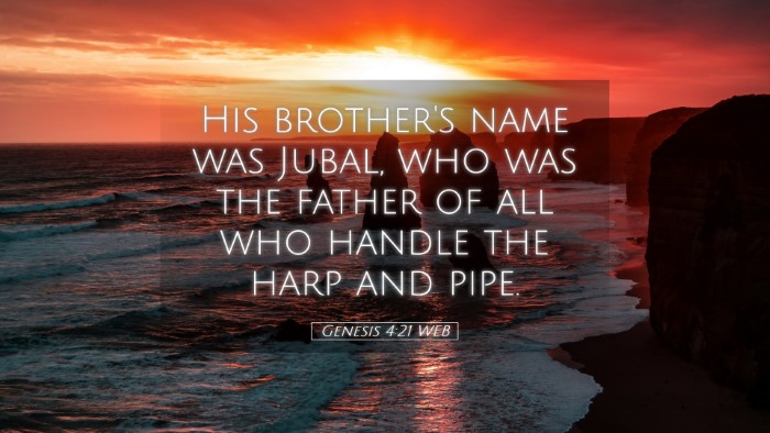 Picture 05 - Genesis 4:21 WEB Desktop Wallpaper - His brother's name was Jubal, who was the father - Desktop Bible Verse Wallpaper