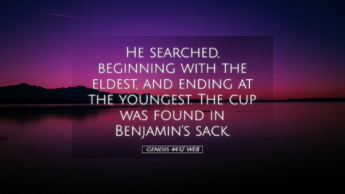 Picture 05 - Genesis 44:12 WEB Desktop Wallpaper - He searched, beginning with the eldest, and - Desktop Bible Verse Wallpaper