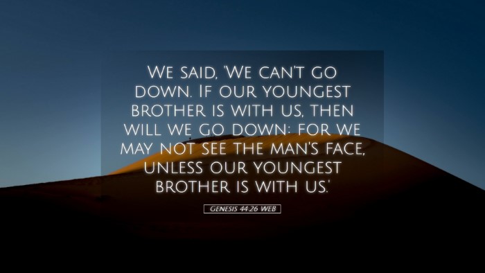 Picture 05 - Genesis 44:26 WEB Desktop Wallpaper - We said, 'We can't go down. If our youngest - Desktop Bible Verse Wallpaper
