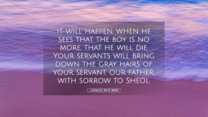 Picture 05 - Genesis 44:31 WEB Desktop Wallpaper - it will happen, when he sees that the boy is no - Desktop Bible Verse Wallpaper