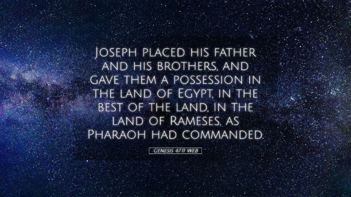 Picture 05 - Genesis 47:11 WEB Desktop Wallpaper - Joseph placed his father and his brothers, and - Desktop Bible Verse Wallpaper