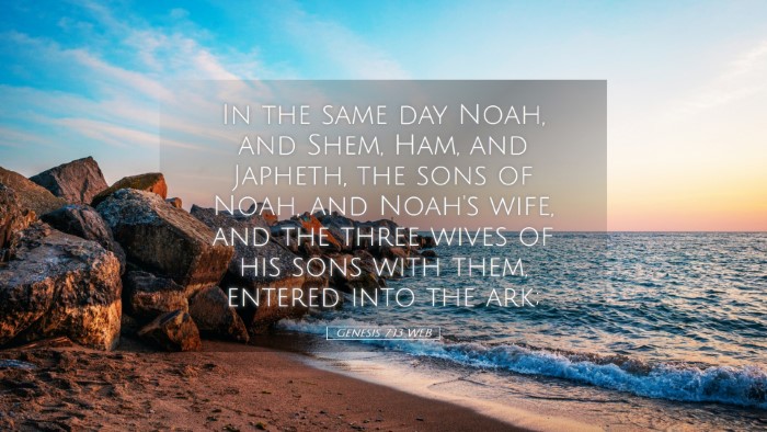 Picture 05 - Genesis 7:13 WEB Desktop Wallpaper - In the same day Noah, and Shem, Ham, and Japheth, - Desktop Bible Verse Wallpaper