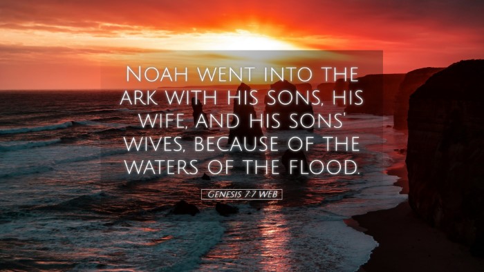 Picture 05 - Genesis 7:7 WEB Desktop Wallpaper - Noah went into the ark with his sons, his wife, - Desktop Bible Verse Wallpaper