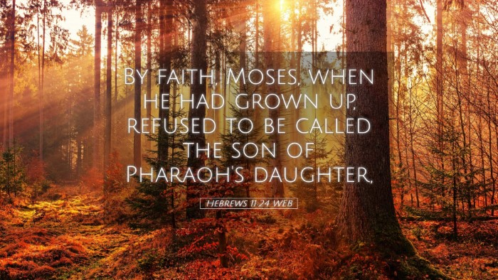 Picture 05 - Hebrews 11:24 WEB Desktop Wallpaper - By faith, Moses, when he had grown up, refused to - Desktop Bible Verse Wallpaper