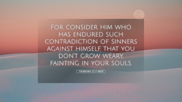 Picture 05 - Hebrews 12:3 WEB Desktop Wallpaper - For consider him who has endured such - Desktop Bible Verse Wallpaper