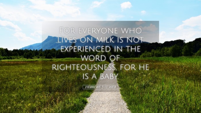 Picture 05 - Hebrews 5:13 WEB Desktop Wallpaper - For everyone who lives on milk is not experienced - Desktop Bible Verse Wallpaper