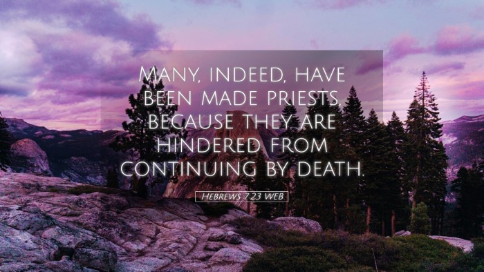 Picture 05 - Hebrews 7:23 WEB Desktop Wallpaper - Many, indeed, have been made priests, because - Desktop Bible Verse Wallpaper