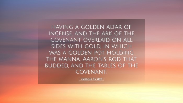 Picture 05 - Hebrews 9:4 WEB Desktop Wallpaper - having a golden altar of incense, and the ark of - Desktop Bible Verse Wallpaper