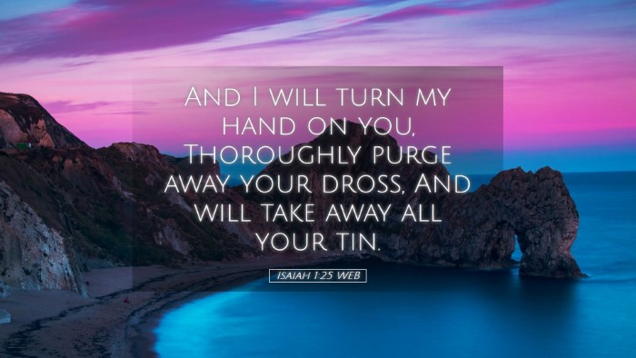 Picture 05 - Isaiah 1:25 WEB Desktop Wallpaper - And I will turn my hand on you, Thoroughly purge - Desktop Bible Verse Wallpaper