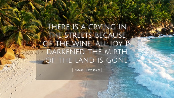 Picture 05 - Isaiah 24:11 WEB Desktop Wallpaper - There is a crying in the streets because of the - Desktop Bible Verse Wallpaper