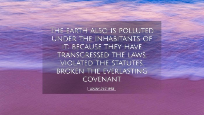 Picture 05 - Isaiah 24:5 WEB Desktop Wallpaper - The earth also is polluted under the inhabitants - Desktop Bible Verse Wallpaper