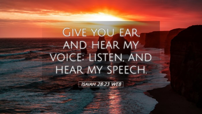 Picture 05 - Isaiah 28:23 WEB Desktop Wallpaper - Give you ear, and hear my voice; listen, and hear - Desktop Bible Verse Wallpaper